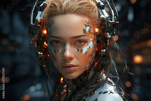Cyberpunk person fantasy concept illustration created with generative AI