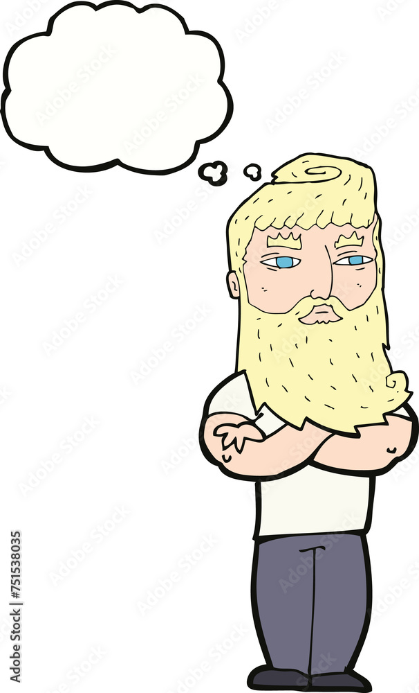 cartoon serious man with beard with thought bubble cartoon serious man with beard with thought bubble