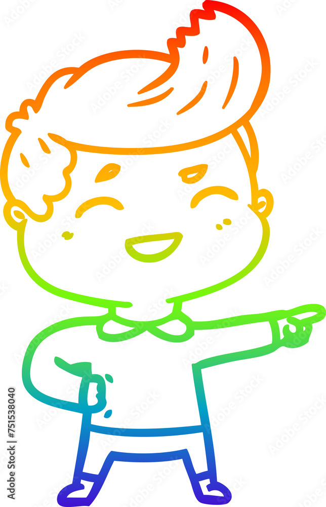rainbow gradient line drawing cartoon man laughing and pointing rainbow gradient line drawing cartoon man laughing and pointing