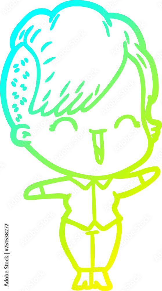 cold gradient line drawing cartoon happy hipster girl cold gradient line drawing cartoon happy hipster girl