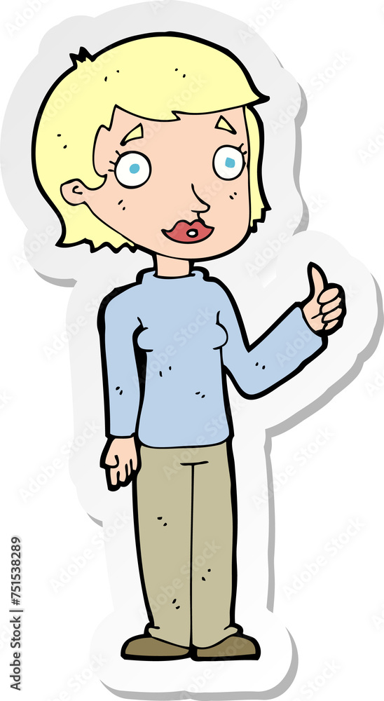 sticker of a cartoon woman giving thumbs up symbol sticker of a cartoon woman giving thumbs up symbol
