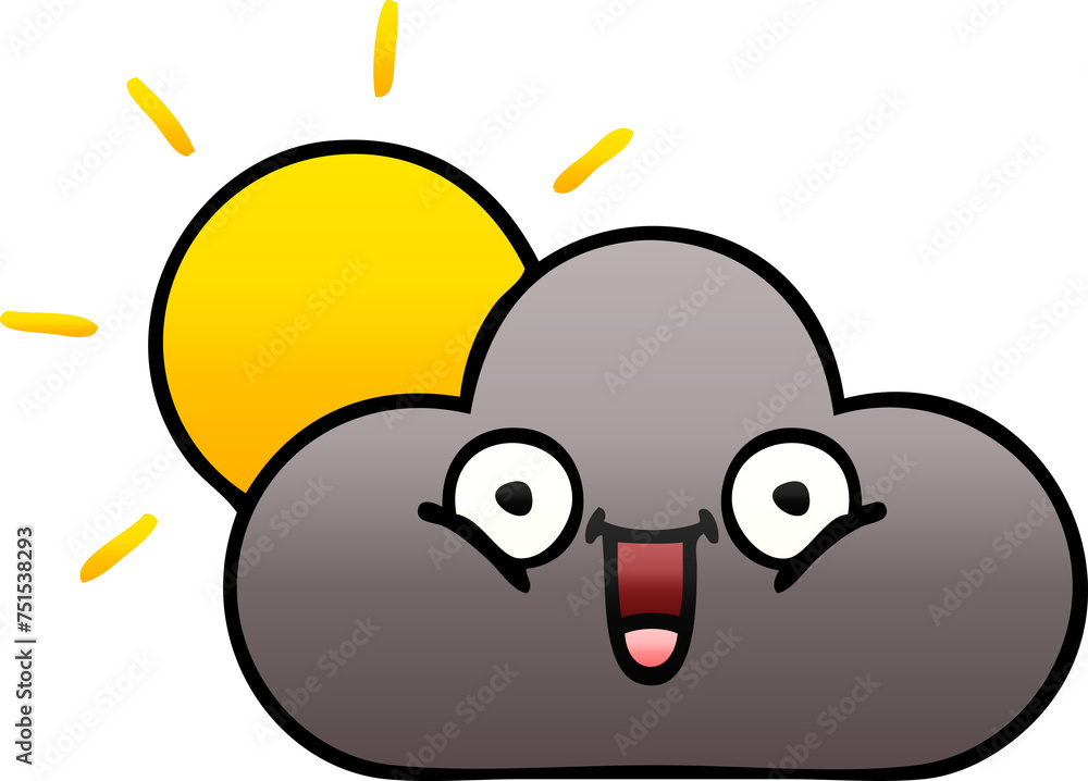 gradient shaded cartoon storm cloud and sun gradient shaded cartoon storm cloud and sun