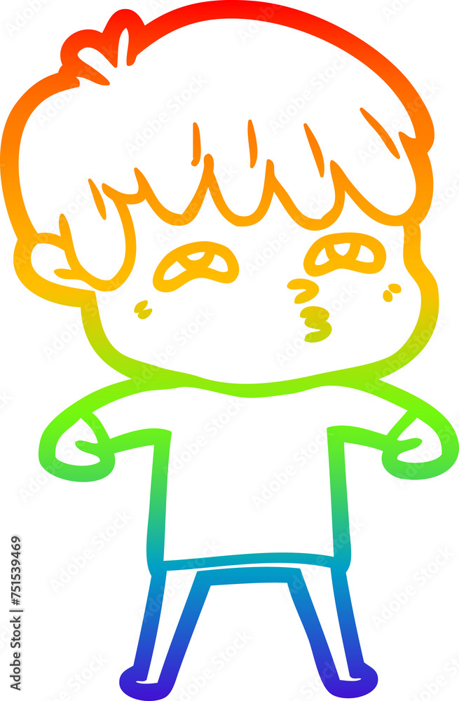 rainbow gradient line drawing cartoon curious man rainbow gradient line drawing cartoon curious man
