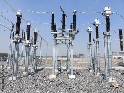 High voltage wire circuit pole photo