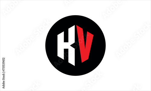 KV initial letter polygon icon gaming logo design vector template. batman logo, sports logo, monogram, falcon, war game, symbol, playing logo, abstract, fighting, typography, icon, minimal, premier 