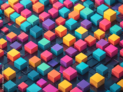 Abstract background with colorful cubes. 3d illustration.