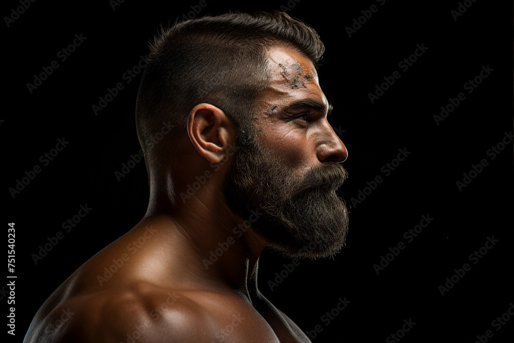 AI generated portrait of a strong mascular brutal sportsman AI generated portrait of a strong mascular brutal sportsman