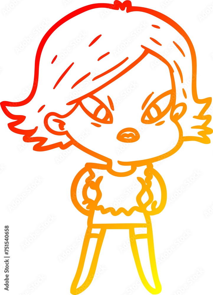 warm gradient line drawing cartoon stressed woman warm gradient line drawing cartoon stressed woman