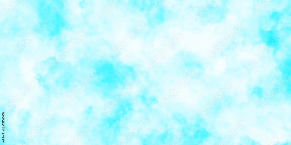 Abstract blue and white background with cloud grunge texture design. beautiful puffy clouds in bright blue sky in day sunlight. watercolor digital art painting for background texture design vector.