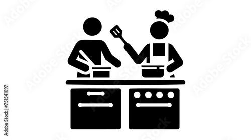 chef teaches cooking. Vector flat illustration on white background