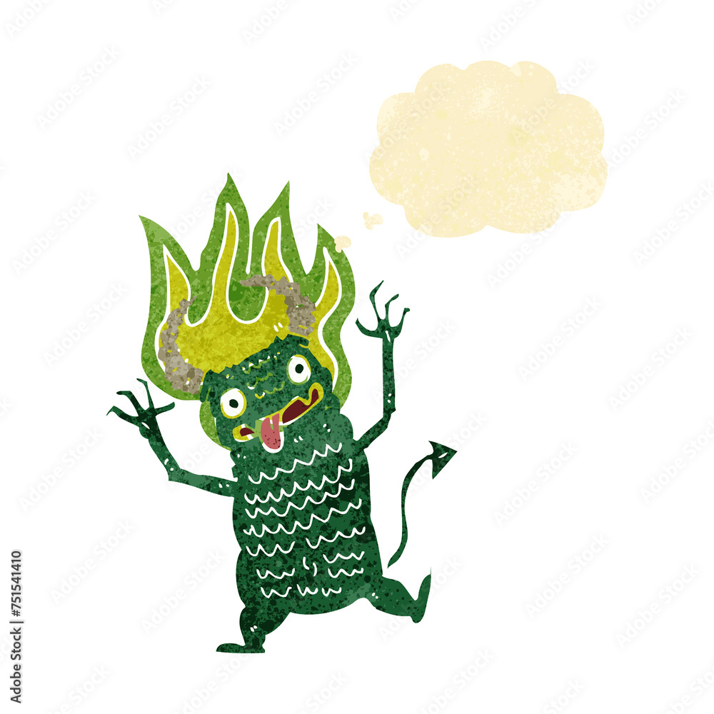 cartoon demon with thought bubble cartoon demon with thought bubble
