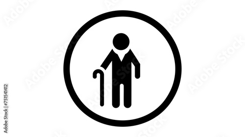 old man with stick. vector illustration on white background