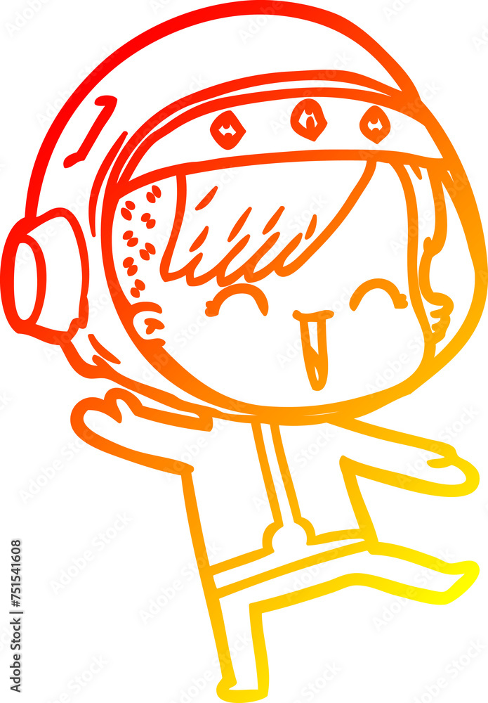 warm gradient line drawing happy cartoon space girl warm gradient line drawing happy cartoon space girl