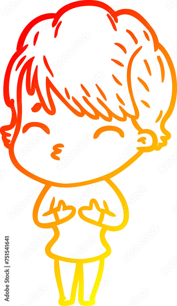 warm gradient line drawing cartoon woman thinking warm gradient line drawing cartoon woman thinking