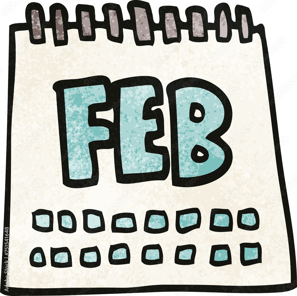 cartoon doodle calendar showing month of february cartoon doodle calendar showing month of february