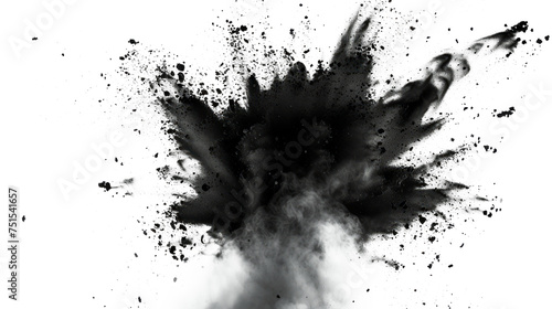 A black cloud of smoke is blowing in the wind Isolated on transparent background, PNG