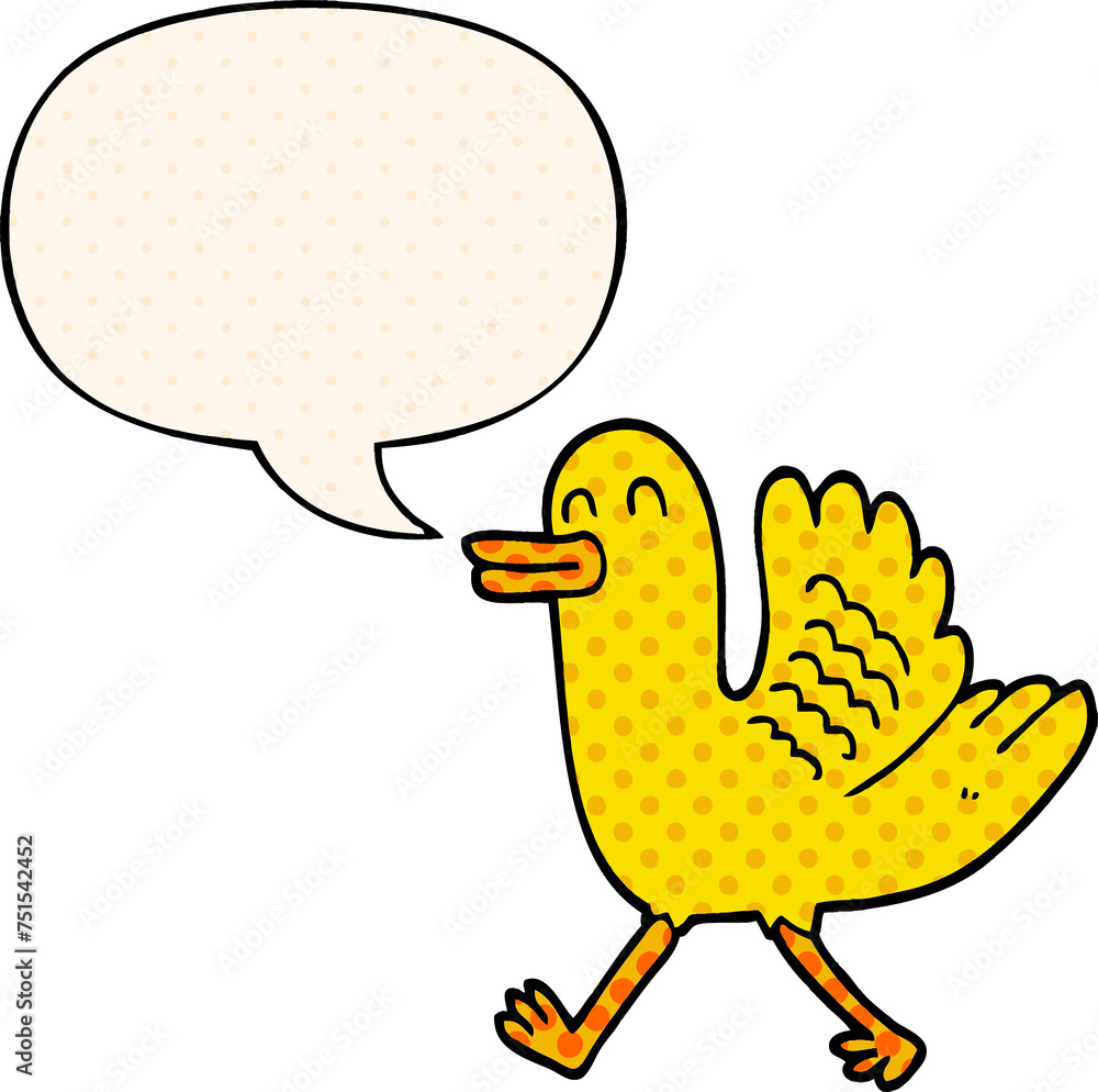 cartoon duck and speech bubble in comic book style cartoon duck and speech bubble in comic book style