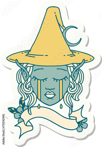 sad elf mage character face sticker