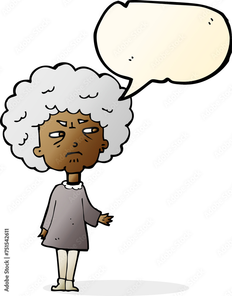 Obraz premium cartoon old lady with speech bubble
