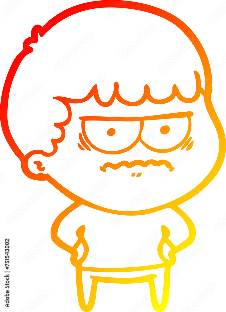 Fototapeta premium warm gradient line drawing cartoon annoyed man