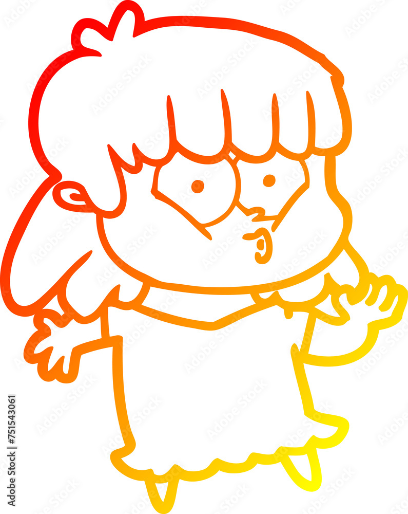 warm gradient line drawing cartoon whistling girl warm gradient line drawing cartoon whistling girl