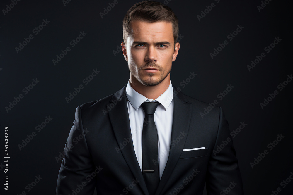 Generative AI photo of handsome caucasian businessman boss modern business company office worker Generative AI photo of handsome caucasian businessman boss modern business company office worker