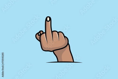 Fuck Off Sign Gesture male hand with middle finger up vector illustration. People hand objects icon concept. Hand gesture, Fuck You, symbol. Middle finger sign vector design.
 photo