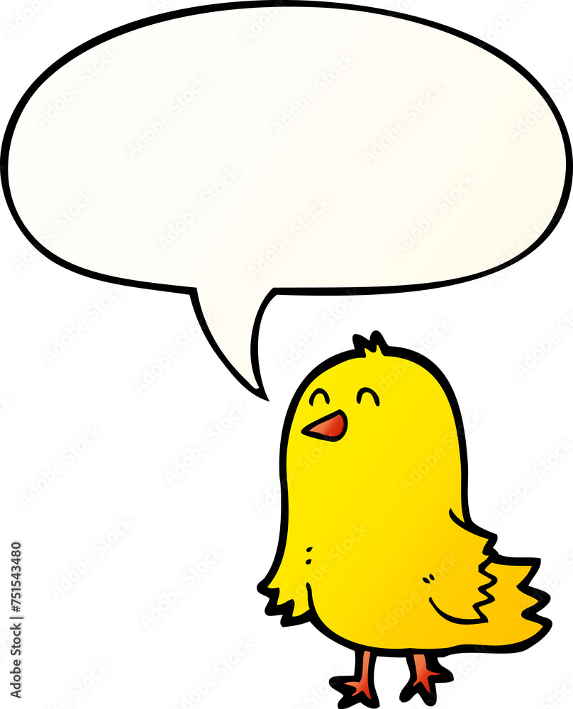 cartoon bird and speech bubble in smooth gradient style cartoon bird and speech bubble in smooth gradient style
