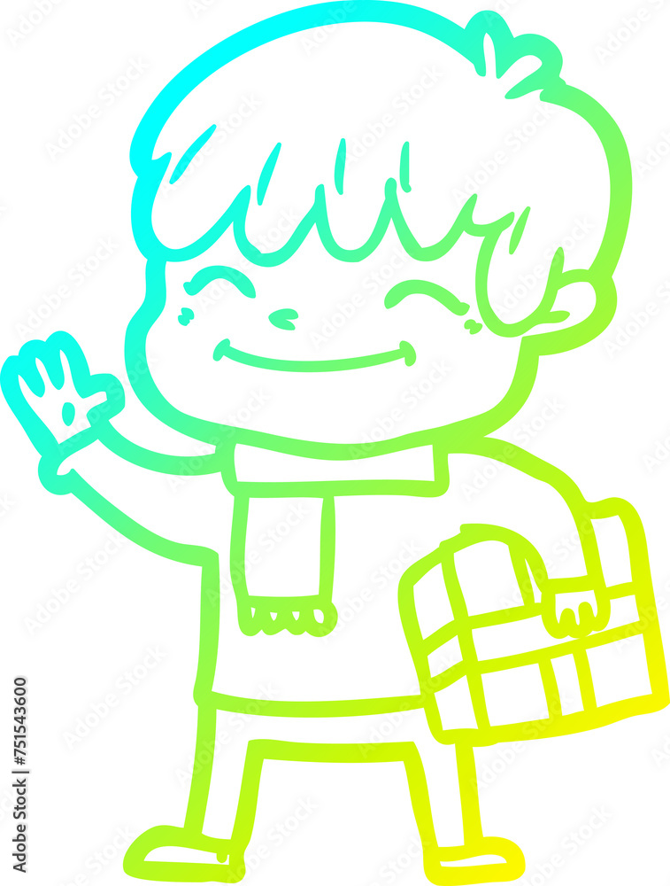 cold gradient line drawing cartoon happy boy cold gradient line drawing cartoon happy boy