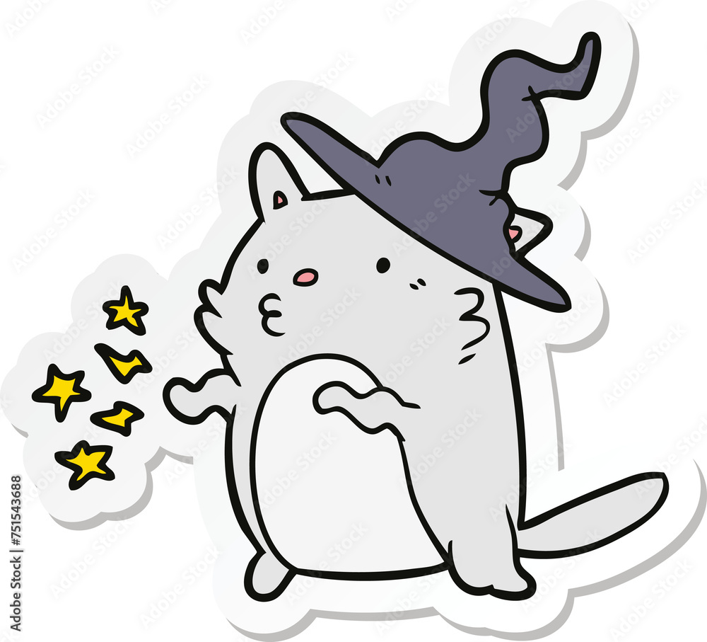 sticker of a cartoon cat wizard sticker of a cartoon cat wizard