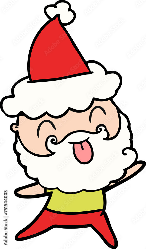 man with beard sticking out tongue wearing santa hat man with beard sticking out tongue wearing santa hat