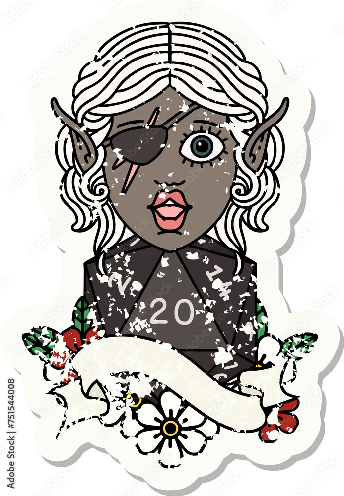 elf rogue character with natural twenty dice roll illustration elf rogue character with natural twenty dice roll illustration