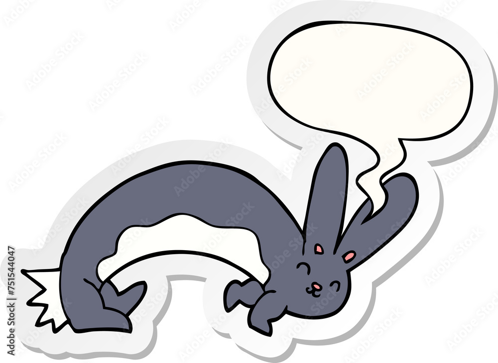 funny cartoon rabbit and speech bubble sticker funny cartoon rabbit and speech bubble sticker