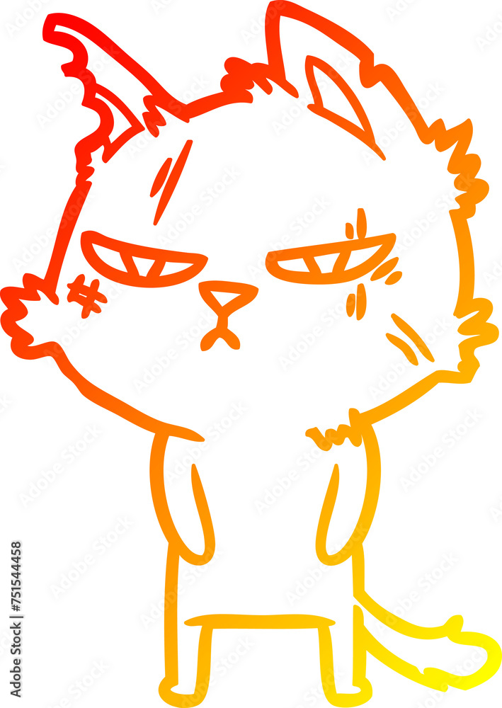 warm gradient line drawing tough cartoon cat warm gradient line drawing tough cartoon cat