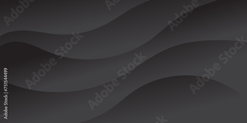 Abstract black paper wave background and abstract gradient and black wave curve lines banner background design. Black wave modern abstract background design. space style. Black background.