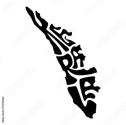 Kerala map typography art