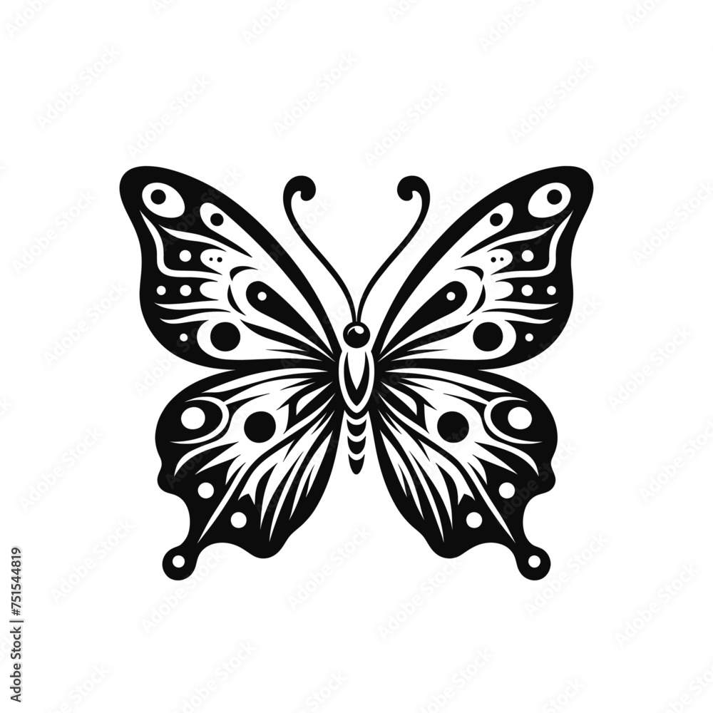 Beautiful monochrome butterfly isolated vector illustration Beautiful monochrome butterfly isolated vector illustration