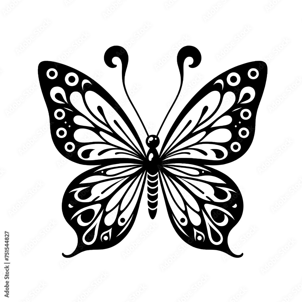 Beautiful monochrome butterfly isolated vector illustration Beautiful monochrome butterfly isolated vector illustration