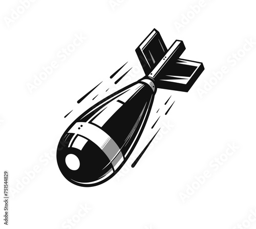 Monochrome bomb isolated vector illustration