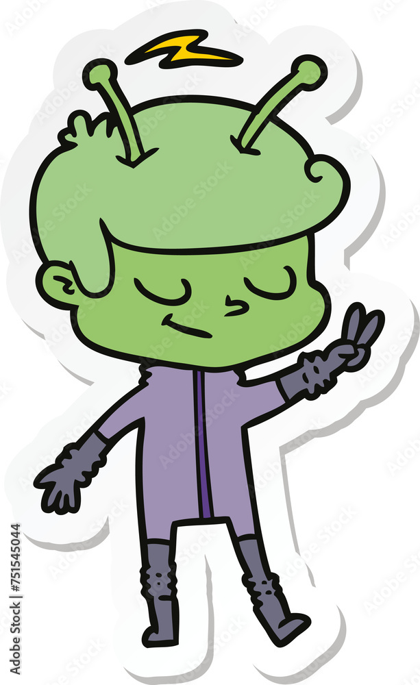 sticker of a friendly cartoon spaceman sticker of a friendly cartoon spaceman