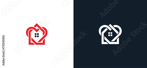 Home Care or Heart with Home Logo Concept icon sign symbol Design Element. Love, Health Care, House, Real Estate, Realtor, Mortgage, Charity Logotype. Vector illustration template
