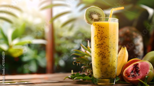 Tropical kiwi passion fruit smoothie
