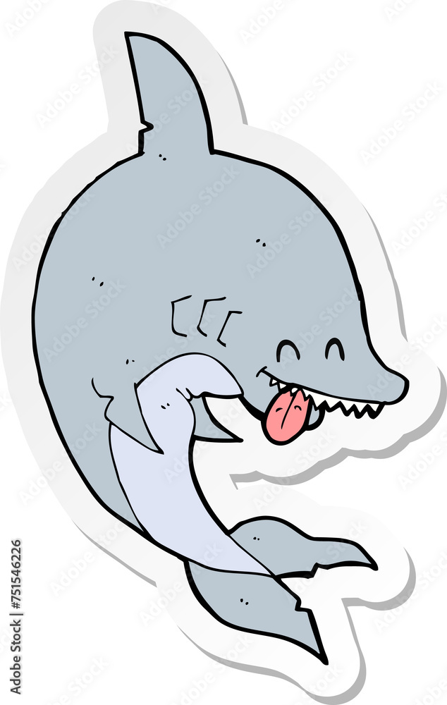 sticker of a funny cartoon shark sticker of a funny cartoon shark