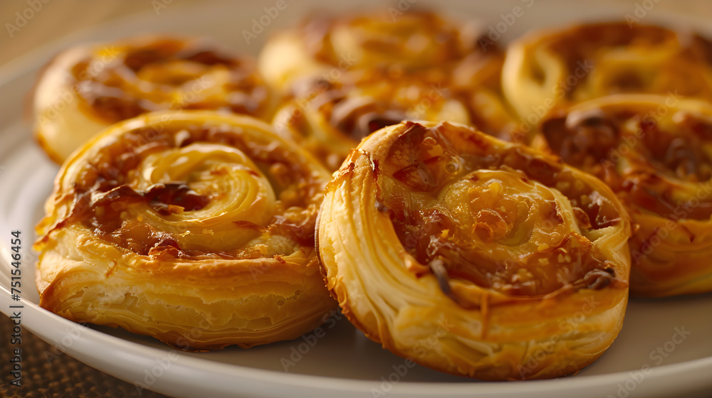 Golden cheese danish pastries on plate Golden cheese danish pastries on plate