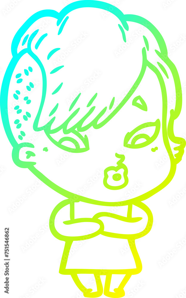 cold gradient line drawing cartoon surprised girl cold gradient line drawing cartoon surprised girl