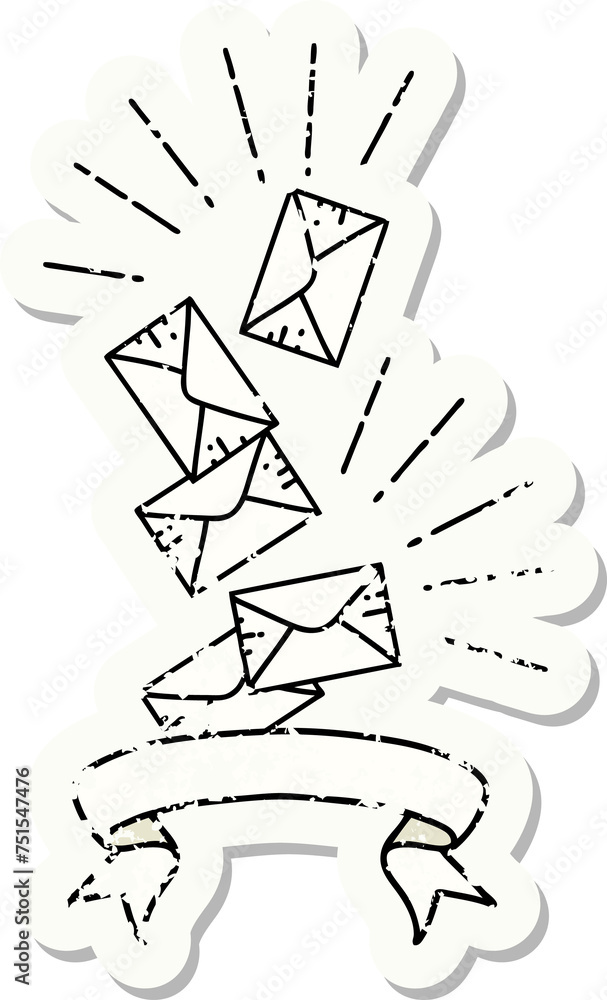 grunge sticker of tattoo style falling letters grunge sticker of tattoo style falling letters