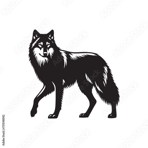 Wild Majesty: Vector Wolf Silhouette - Capturing the Noble Spirit of Nature's Fierce Guardian in Elegant Form. Wolf Illustration.