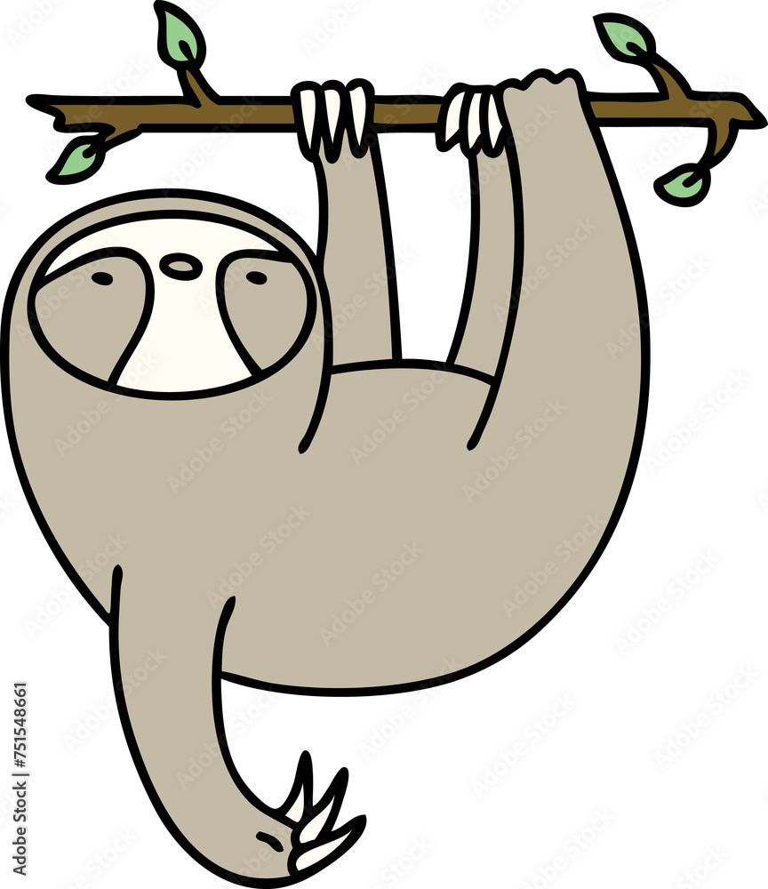 Obraz premium sloth hanging from branch