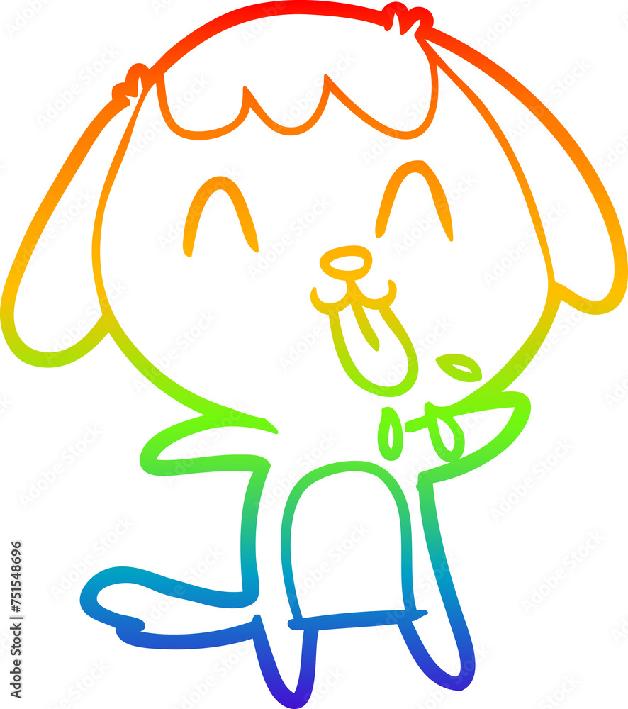 rainbow gradient line drawing cute cartoon dog