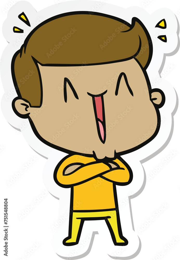 sticker of a cartoon excited man sticker of a cartoon excited man